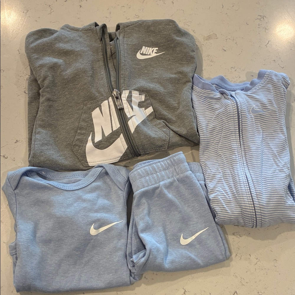 Nike Gray and Light Blue Infant Apparel Set